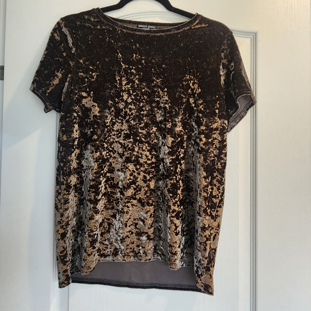 Urban Coco Brown Velvet Women Top Size M Euc